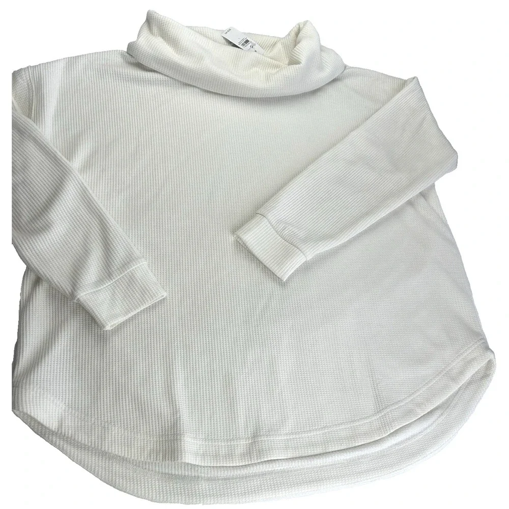 NWT Lou & Grey cowl neck waffle knit leisure wear comfort fit cream size‎ L